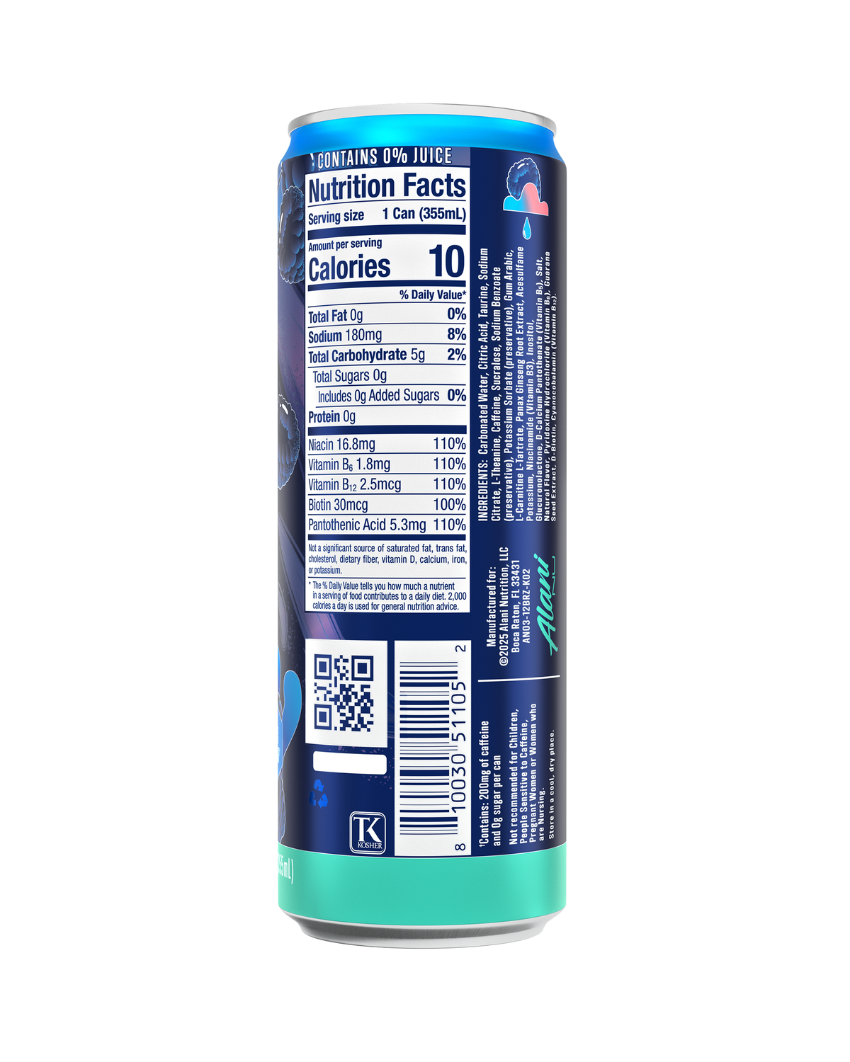 Breezeberry Zero-Sugar Energy Drink, 12-Pack