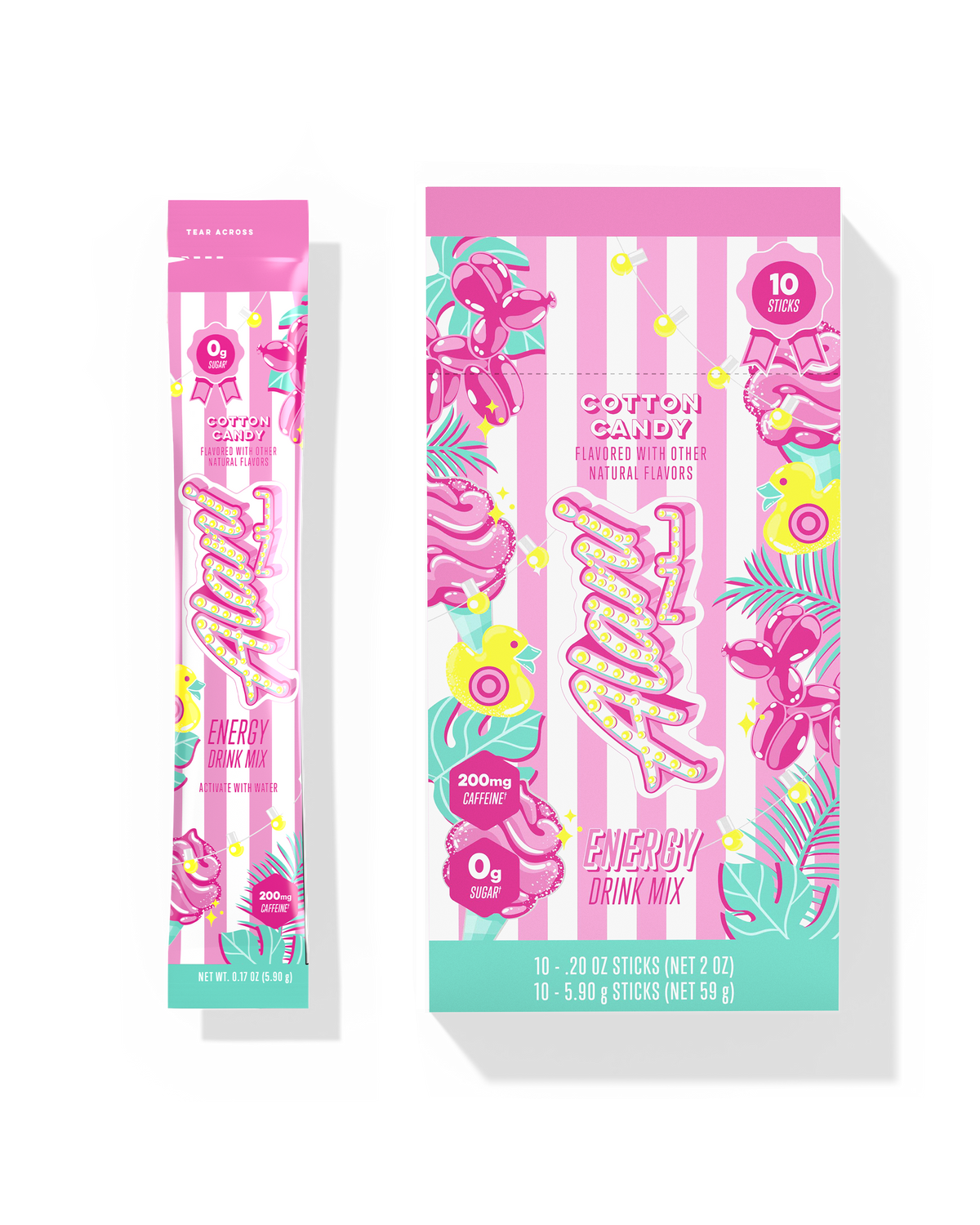 Cotton Candy Powdered Energy Sticks - 10-Pack