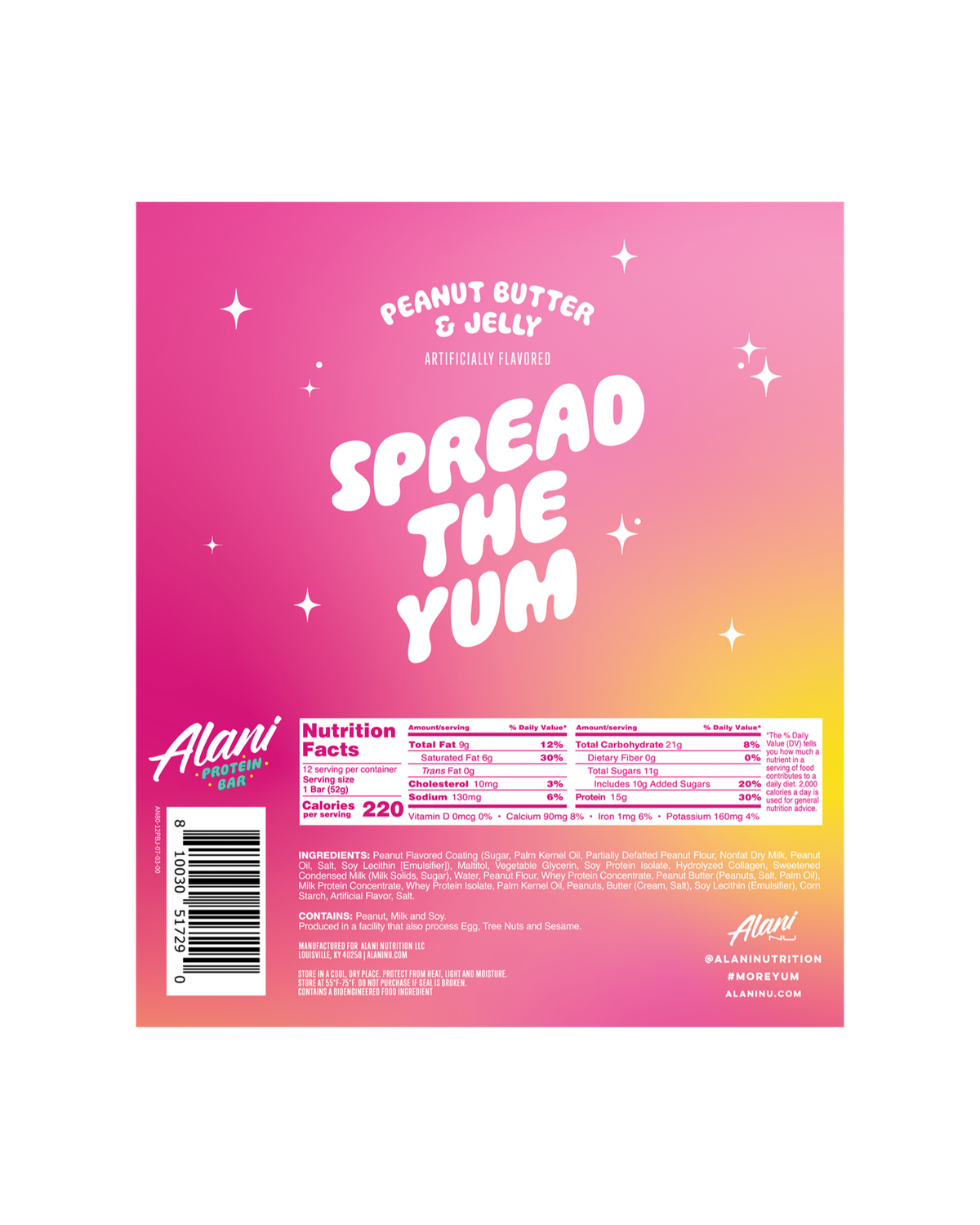 Alani Nu Peanut Butter & Jelly Protein Bars - 12-Pack
