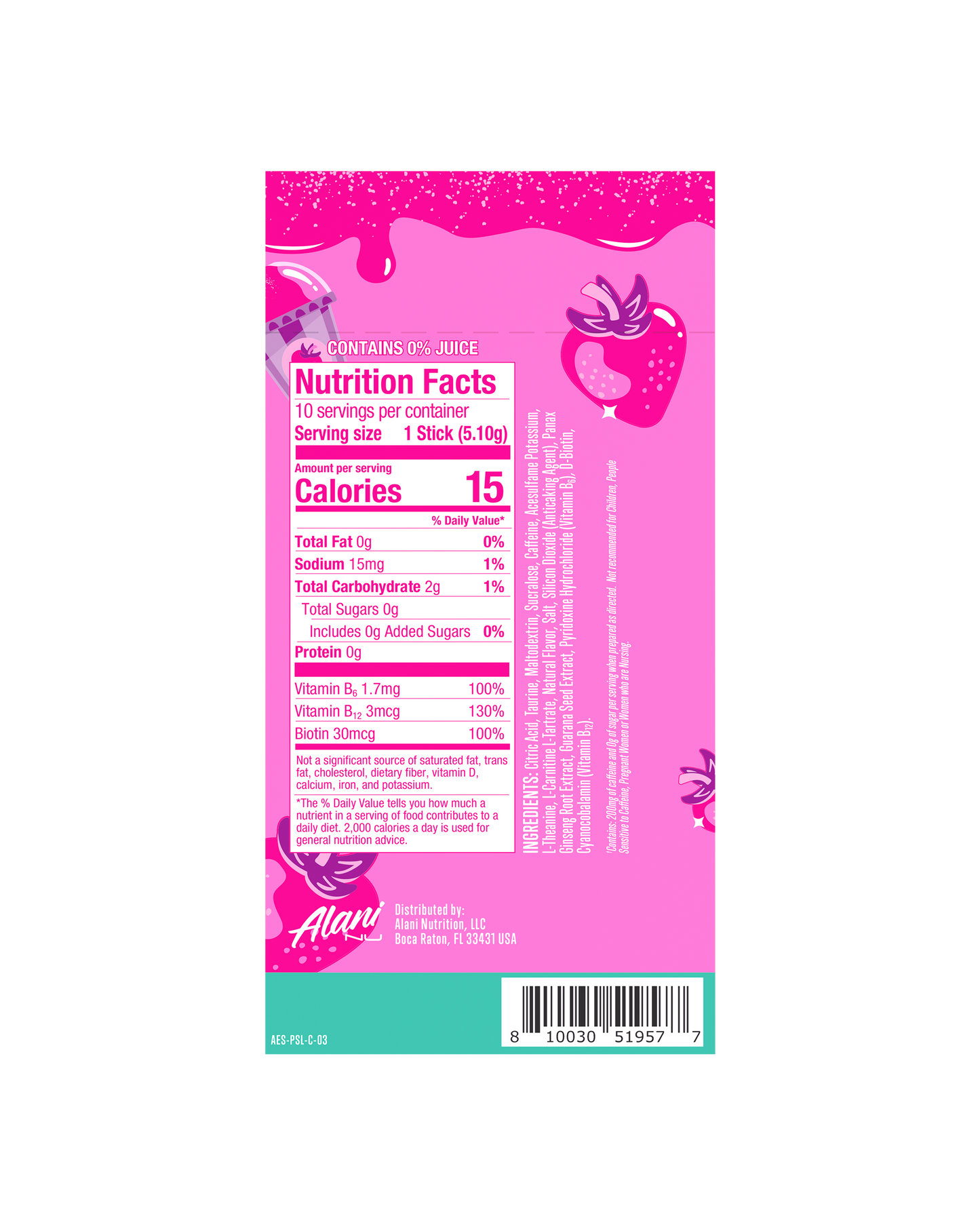 Alani Nu Pink Slush Energy Mix Sticks - 10-Pack
