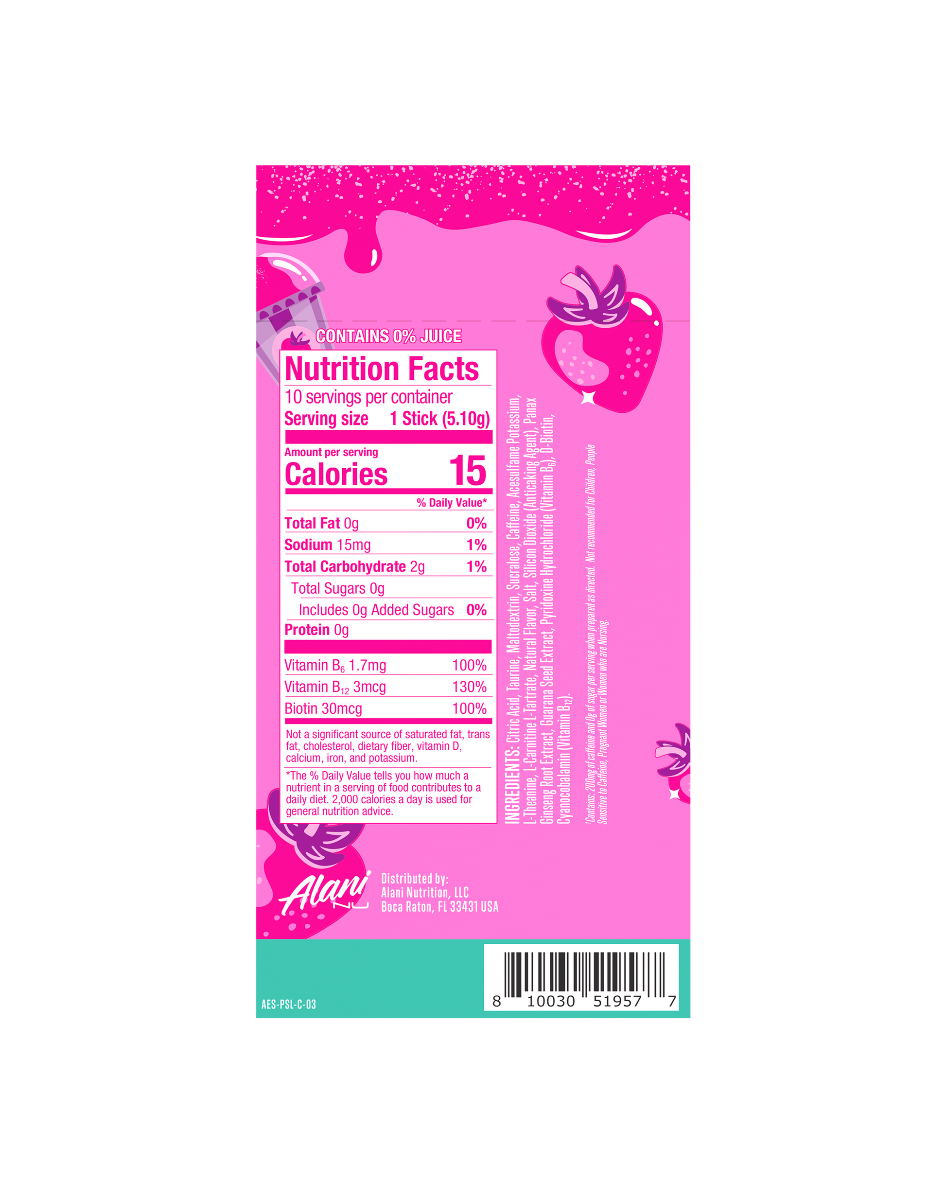 Alani Nu Pink Slush Energy Mix Sticks - 10-Pack