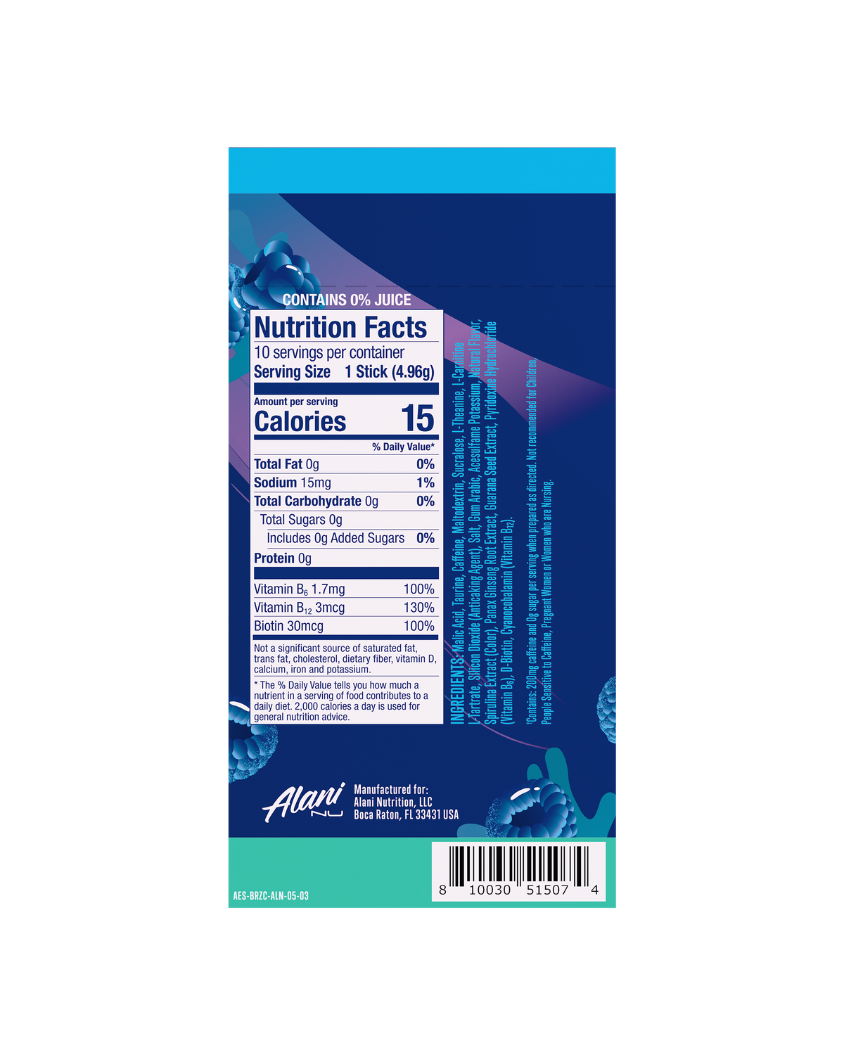 Breezeberry Energy Drink Mix Sticks, 10-Pack