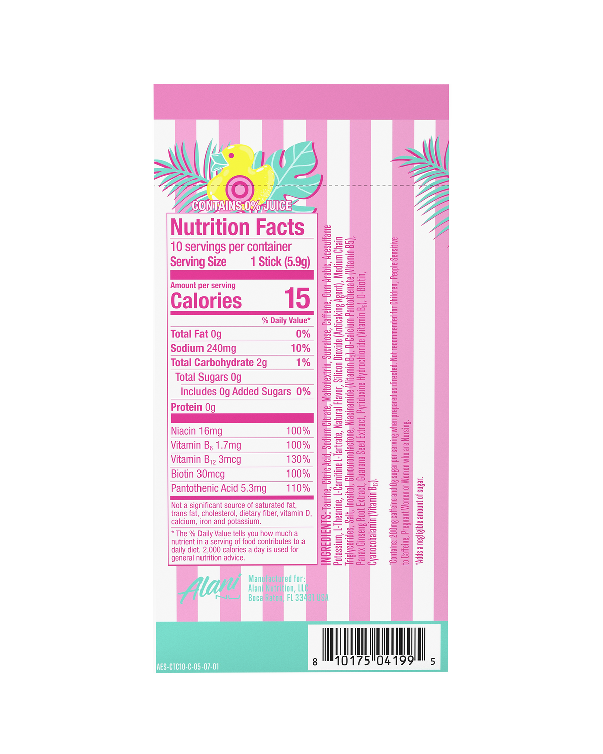Cotton Candy Powdered Energy Sticks - 10-Pack