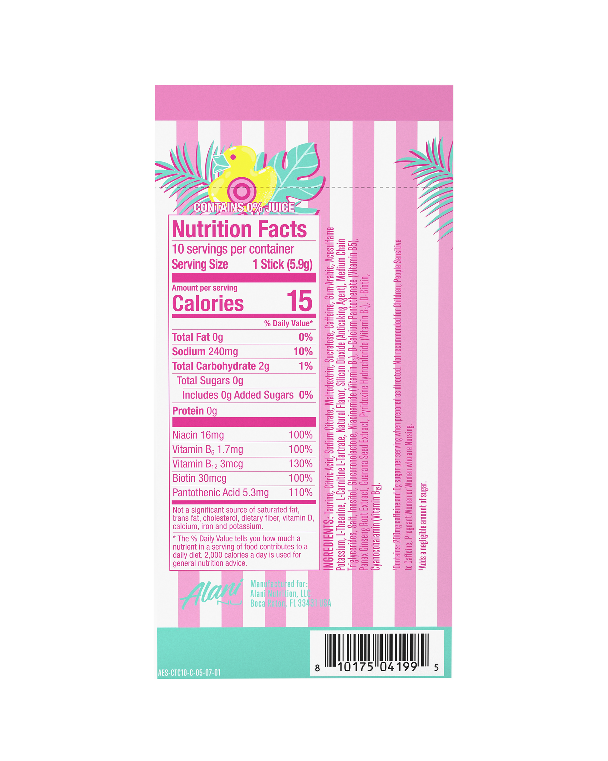 Cotton Candy Powdered Energy Sticks - 10-Pack