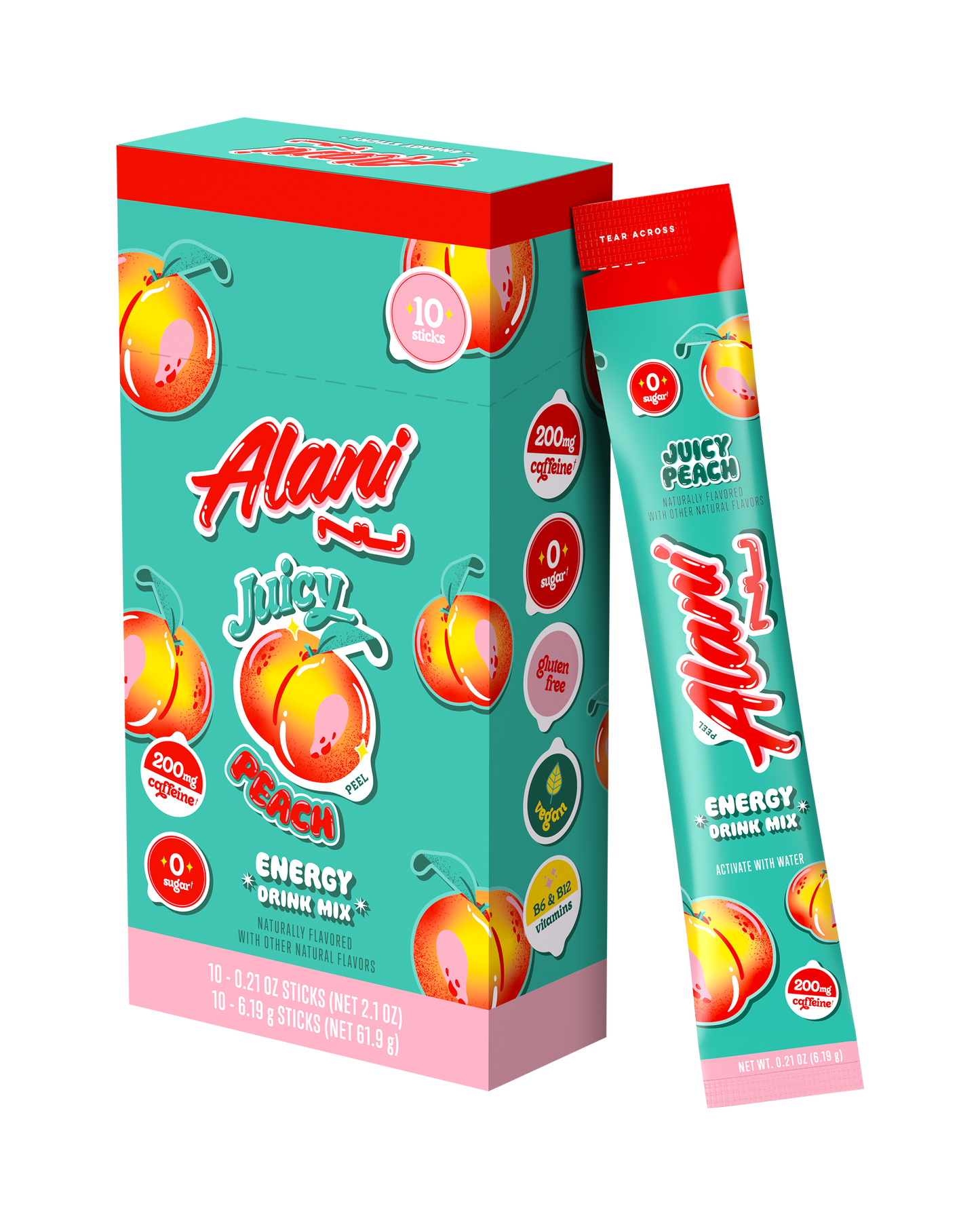 Alani Nu Juicy Peach Energy Sticks - 10-Pack